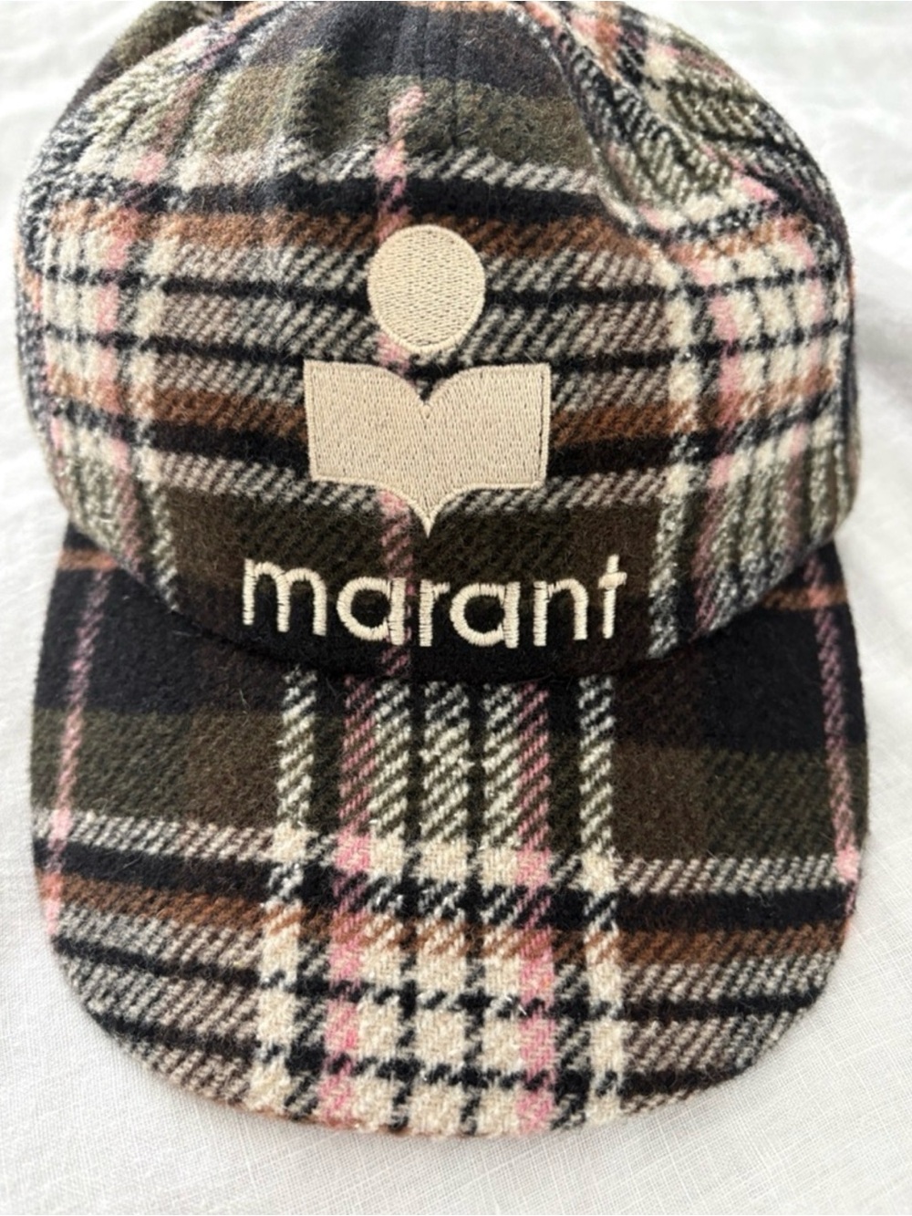 Marant Plaid Hat in Brown and Pink